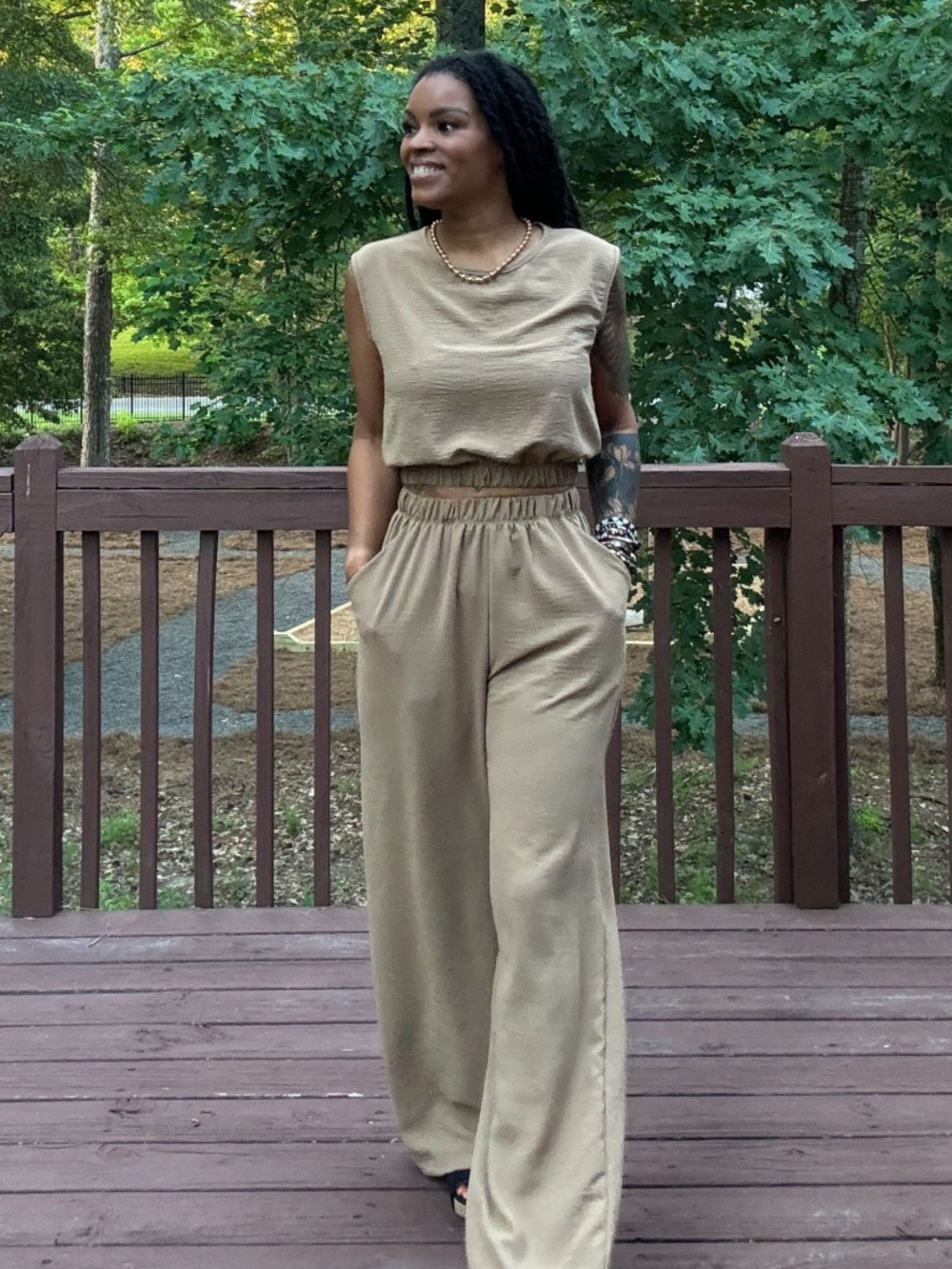 Mocha Wide Leg Pants Set